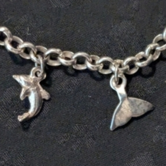 8" 925 Solid Sterling Silver Mini Sea Creature Ocean Charm Bracelet - Picture 5 of 16